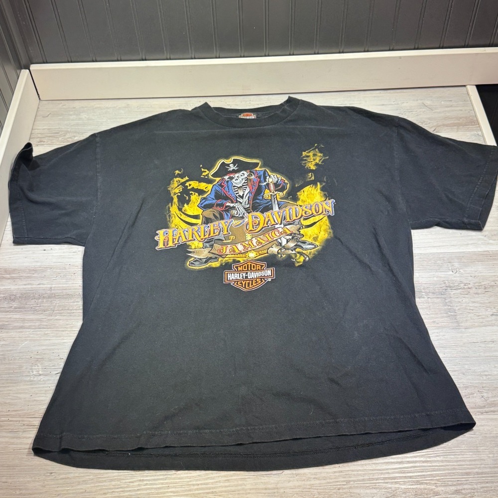 Vintage Harley Davidson Jamaica Blackbeards Revenge T Shirt Men's Size XXL